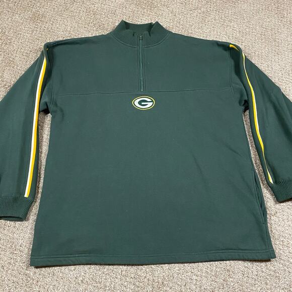 VTG Puma Packers Sweatshirt Mens XL Green Bay Embroidered 1/4 Zip NFL Y2K - Picture 1 of 9